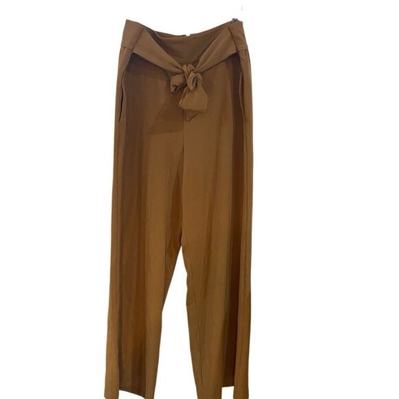 Eva Mendez New York and company size large golden brown dress pants tie front zi - Picture 1 of 9